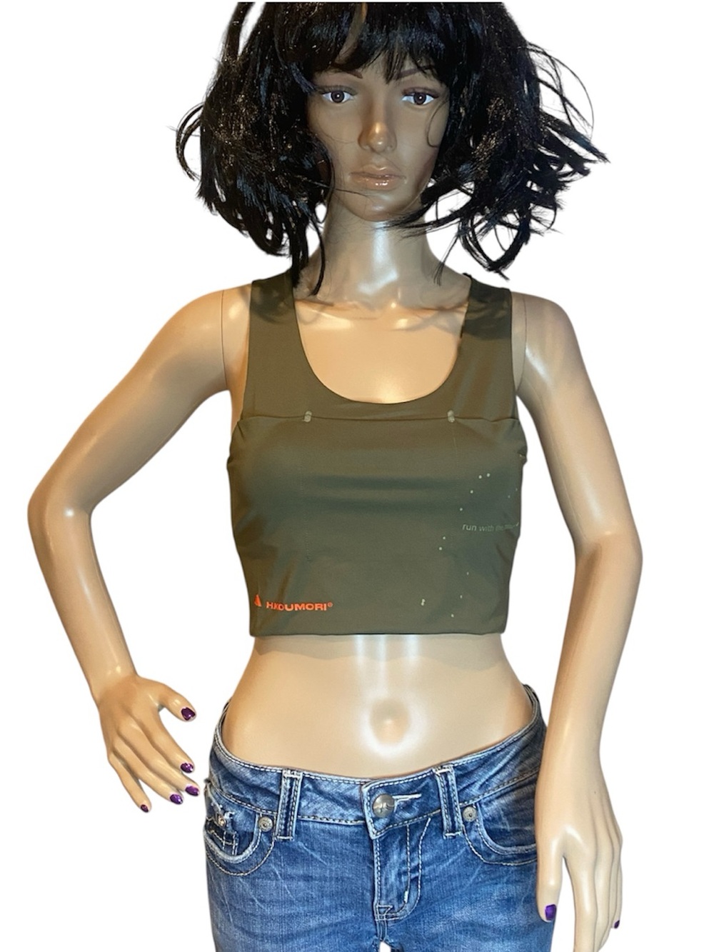 Adidas ADI365 X Hermanos Koumori Running Crop Top Performance Olive Green XS NWT